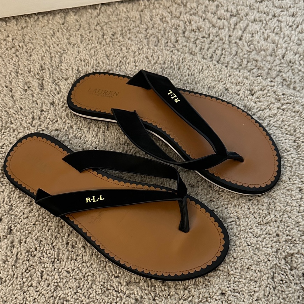 Ralph Lauren Black and Brown Sandals